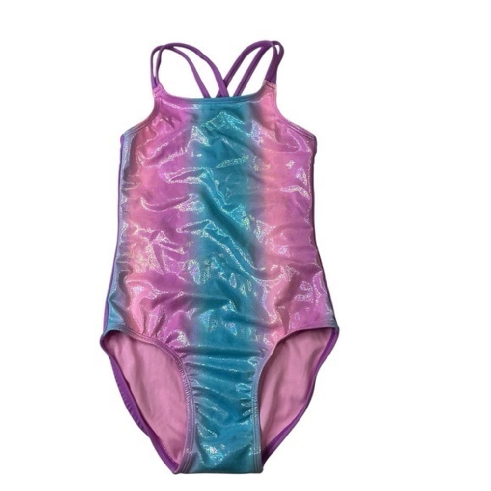 SO Girls One Piece Swimsuit‎ Shimmering Pink and Blue Swimwear Size M